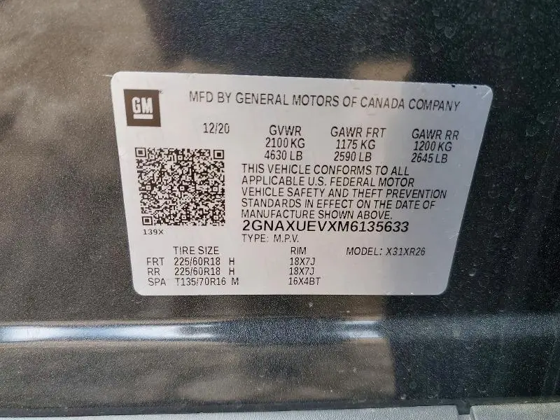 2021 CHEVROLET EQUINOX LT  