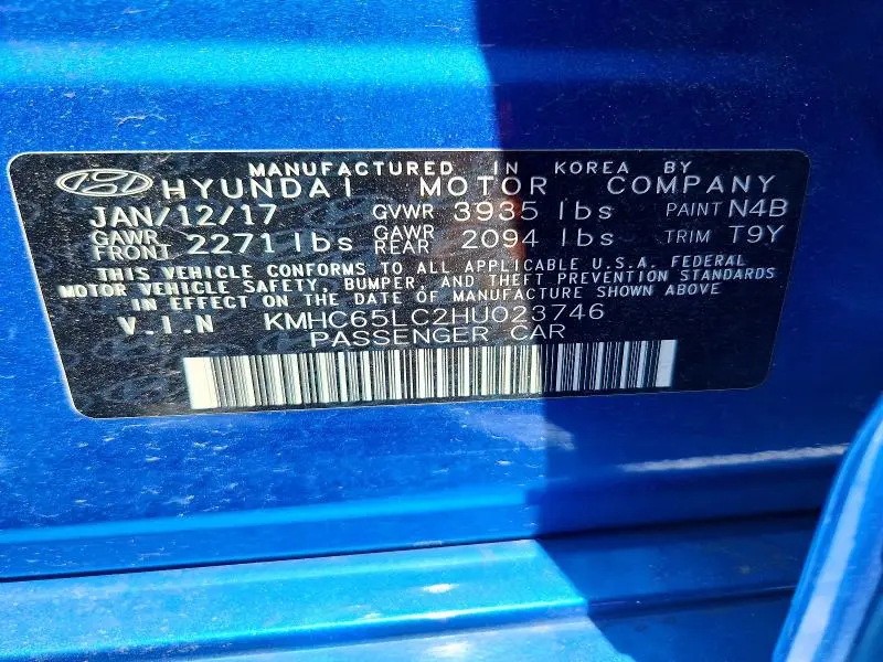2017 HYUNDAI IONIQ BLUE  