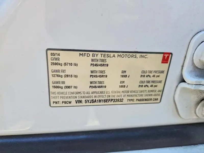 2014 TESLA MODEL S   