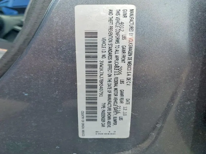2011 VOLKSWAGEN JETTA BASE  