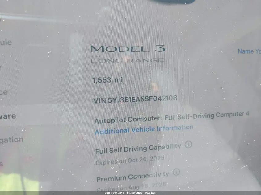 2025 TESLA MODEL 3 LONG RANGE REAR-WHEEL DRIVE