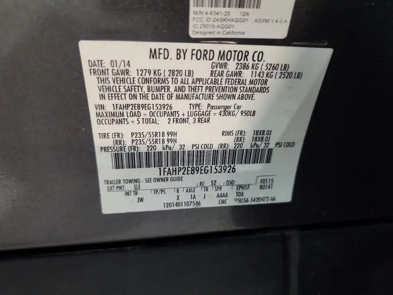 2014 FORD TAURUS SEL  