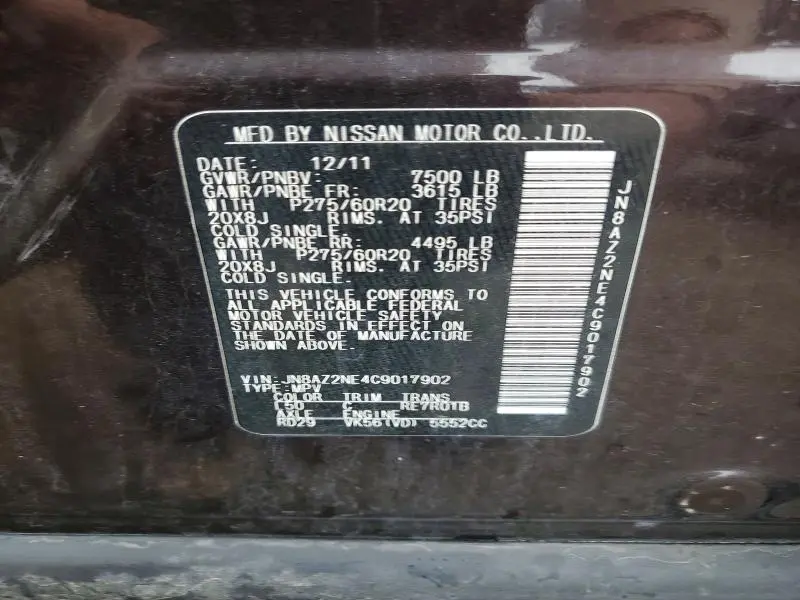 2012 INFINITI QX56 BASE  