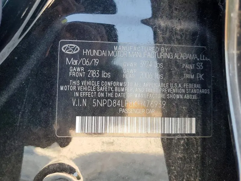 2019 HYUNDAI ELANTRA LIMITED  