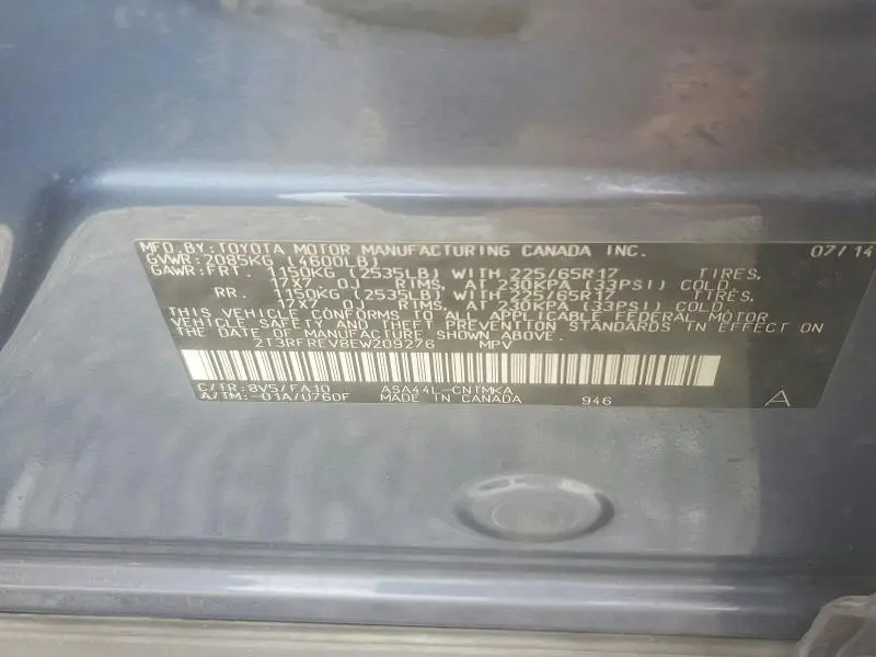 2014 TOYOTA RAV4 XLE  