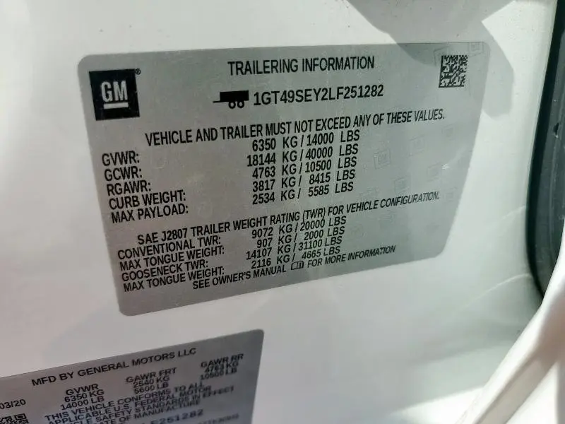 2020 GMC SIERRA K3500  