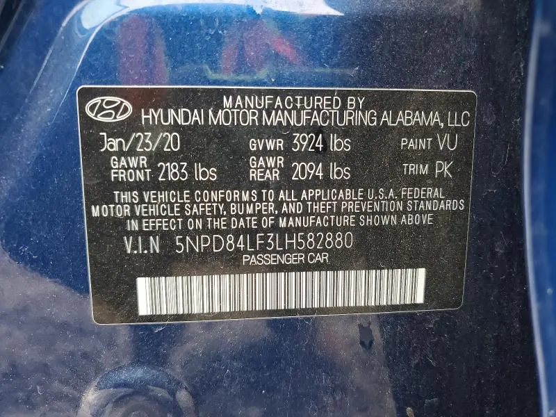 2020 HYUNDAI ELANTRA SEL  