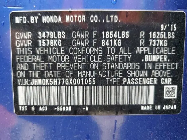 2016 HONDA FIT EX