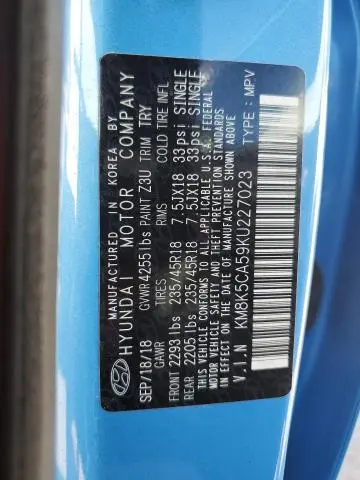 2019 HYUNDAI KONA ULTIMATE  