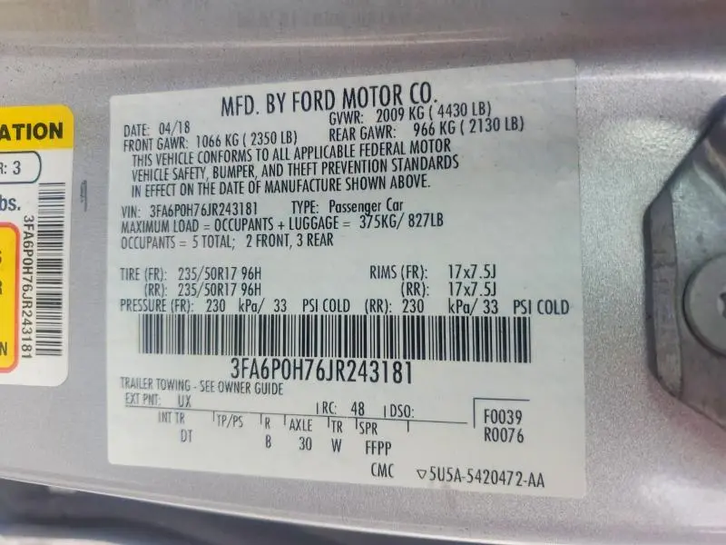 2018 FORD FUSION SE  