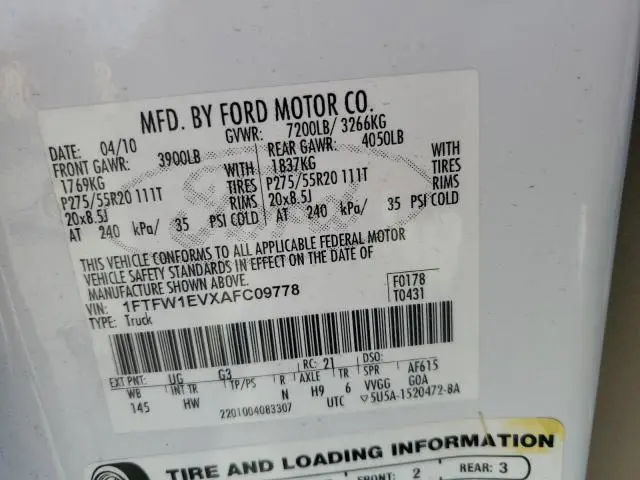 2010 FORD F150 SUPERCREW  