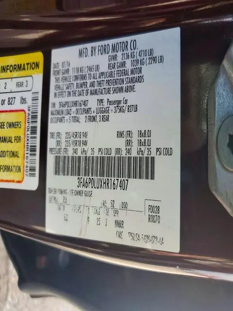 2017 FORD FUSION SE HYBRID  