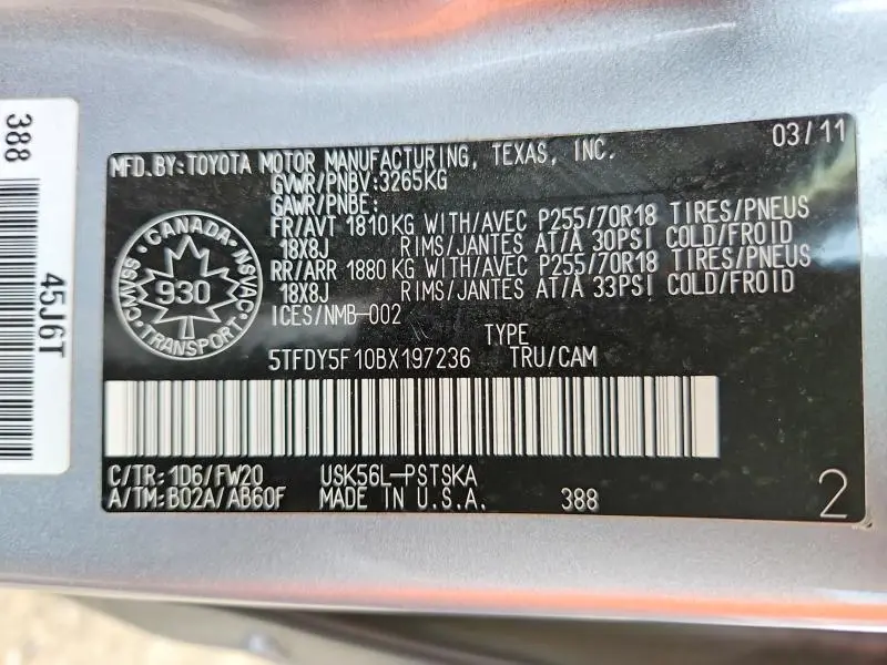 2011 TOYOTA TUNDRA CREWMAX SR5  