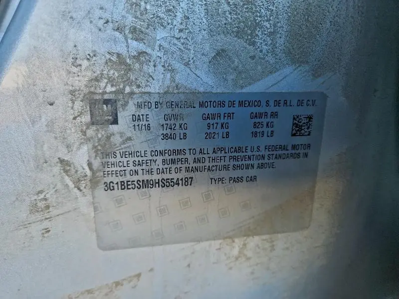 2017 CHEVROLET CRUZE LT  