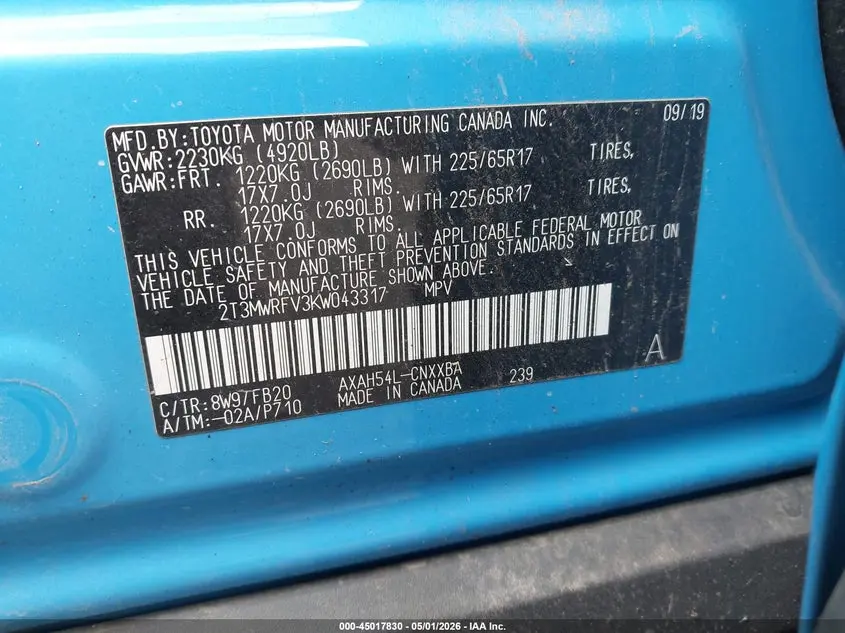 2019 TOYOTA RAV4 HYBRID LE