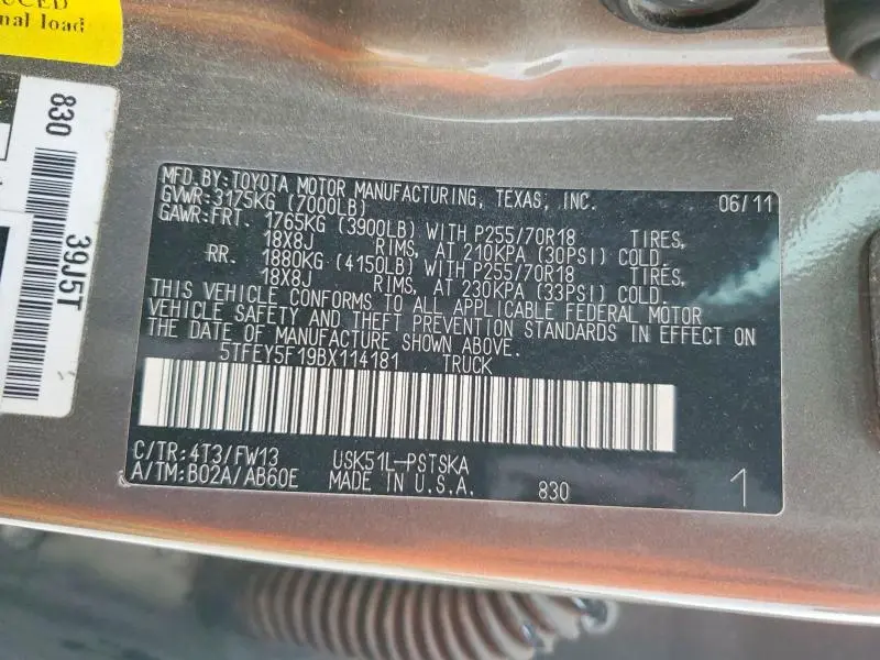 2011 TOYOTA TUNDRA GRADE  