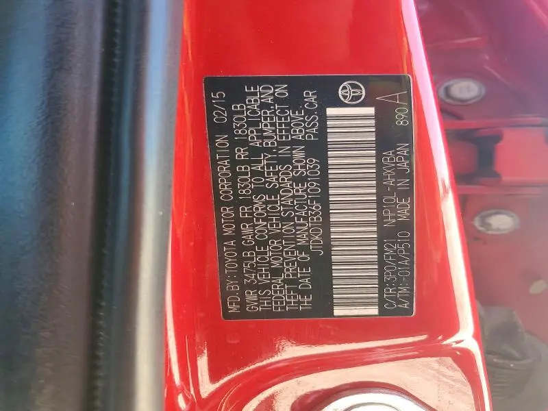 2015 TOYOTA PRIUS C TWO  