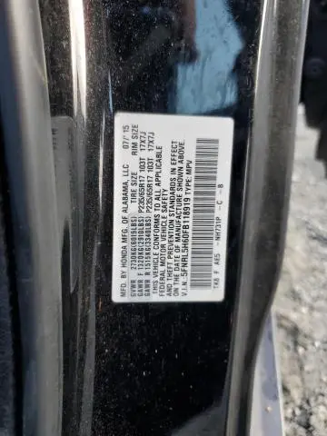 2015 HONDA ODYSSEY EXL  