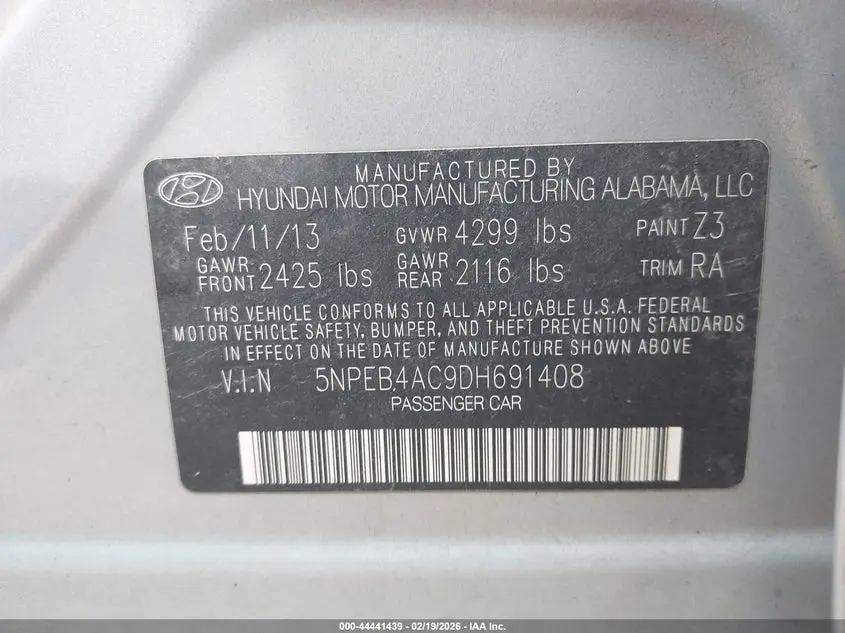 2013 HYUNDAI SONATA GLS