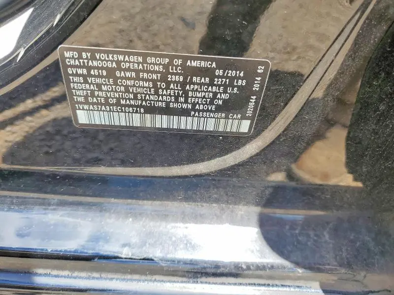 2014 VOLKSWAGEN PASSAT S  