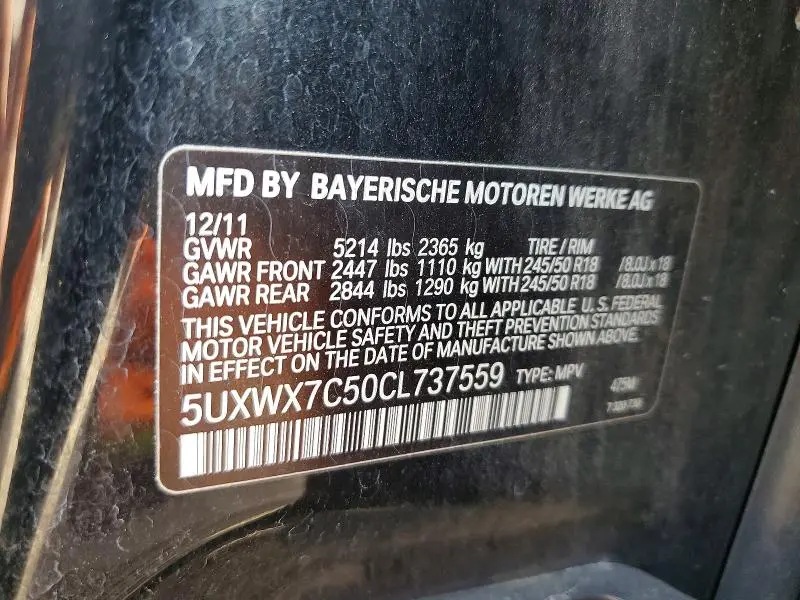 2012 BMW X3 XDRIVE35I  