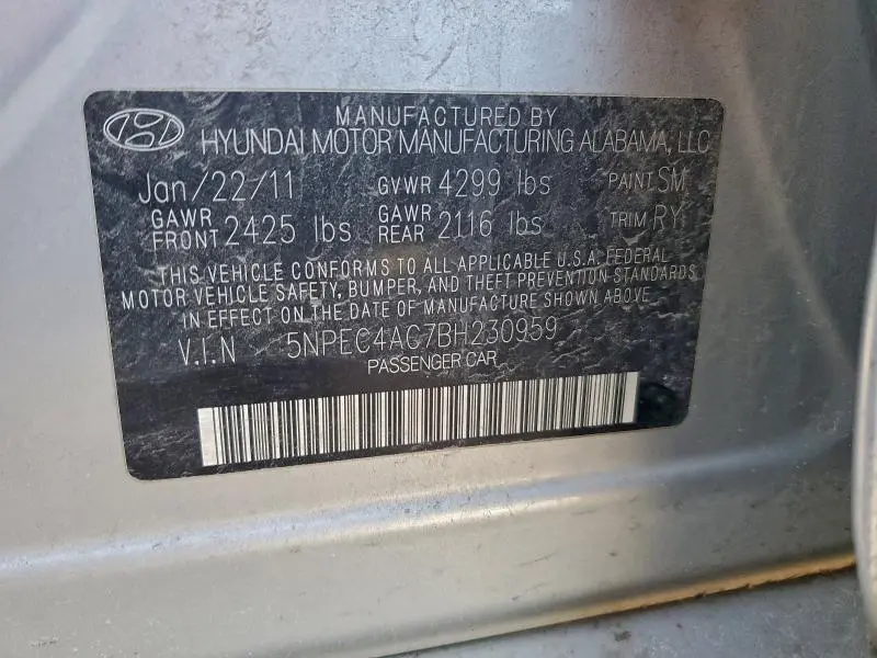 2011 HYUNDAI SONATA SE  