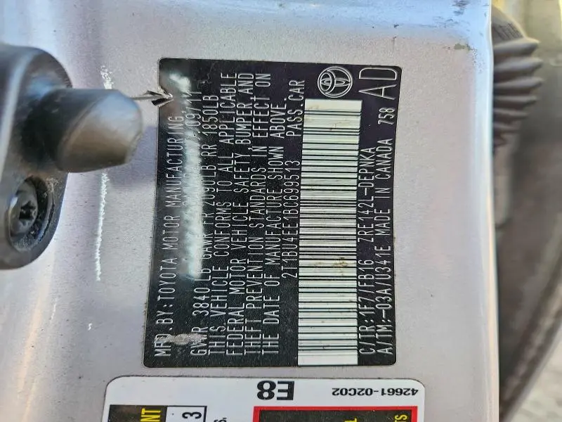 2011 TOYOTA COROLLA BASE  