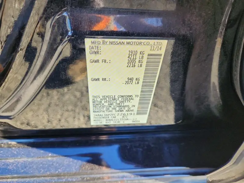 2015 NISSAN ALTIMA 2.5 S  