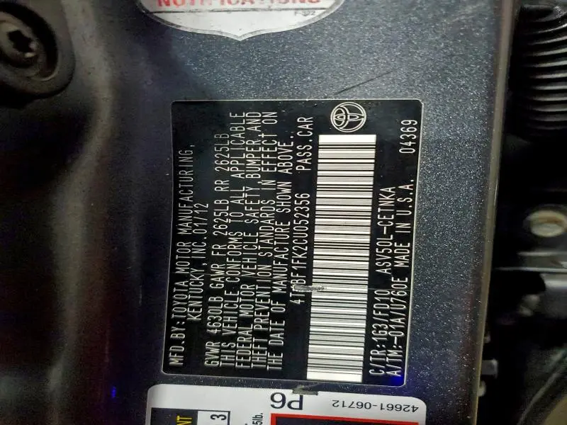 2012 TOYOTA CAMRY BASE  