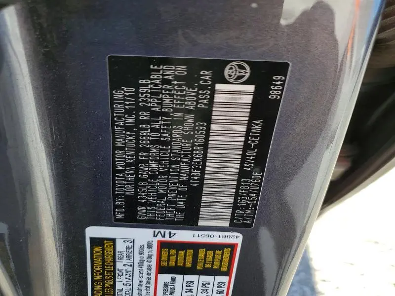 2011 TOYOTA CAMRY BASE  