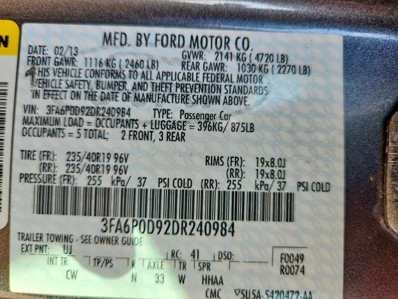 2013 FORD FUSION TITANIUM  