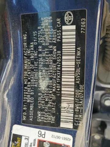 2015 TOYOTA CAMRY LE  