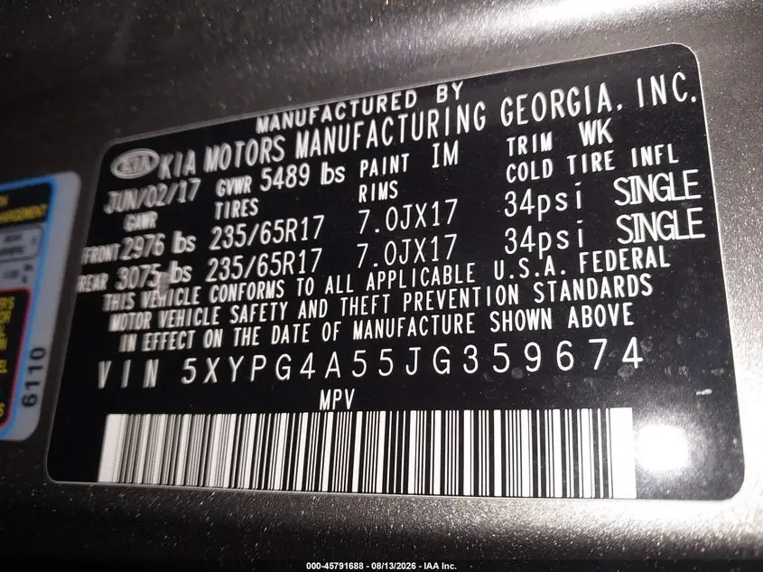2018 KIA SORENTO 3.3L LX