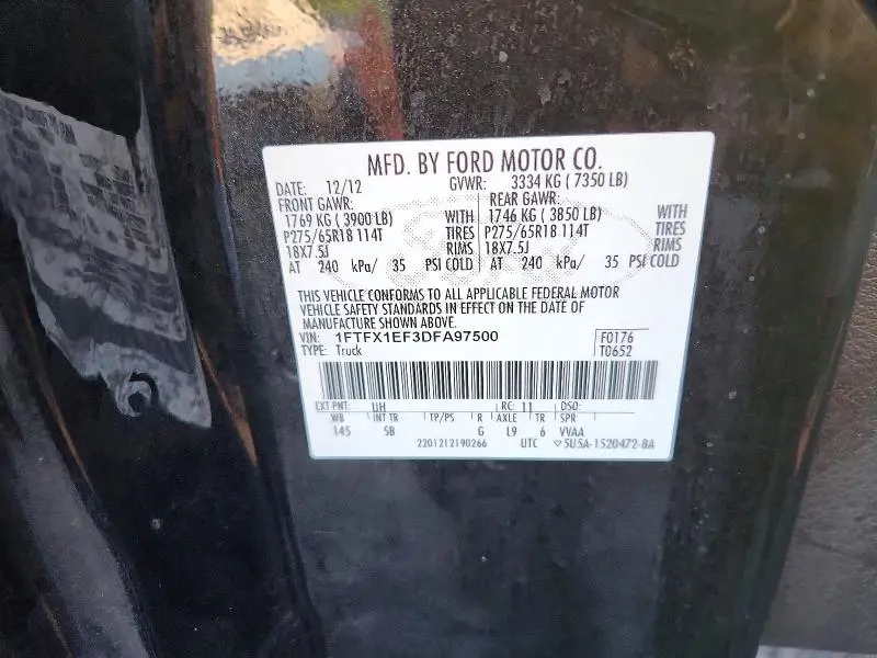 2013 FORD F150 SUPER CAB  