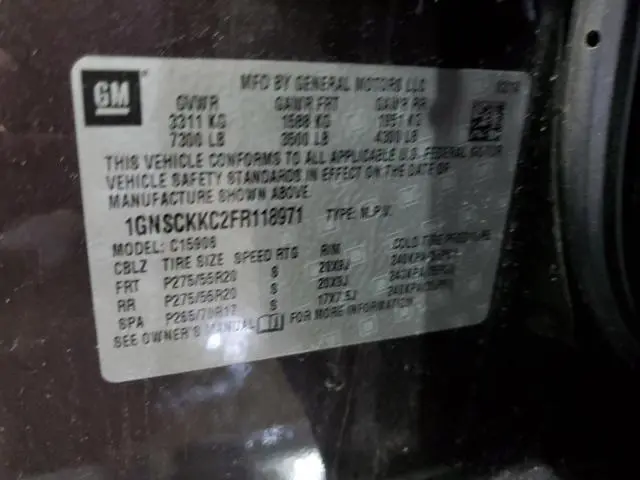 2015 CHEVROLET SUBURBAN C1500 LTZ  