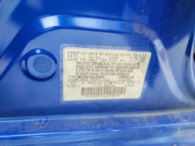 2016 NISSAN VERSA NOTE   