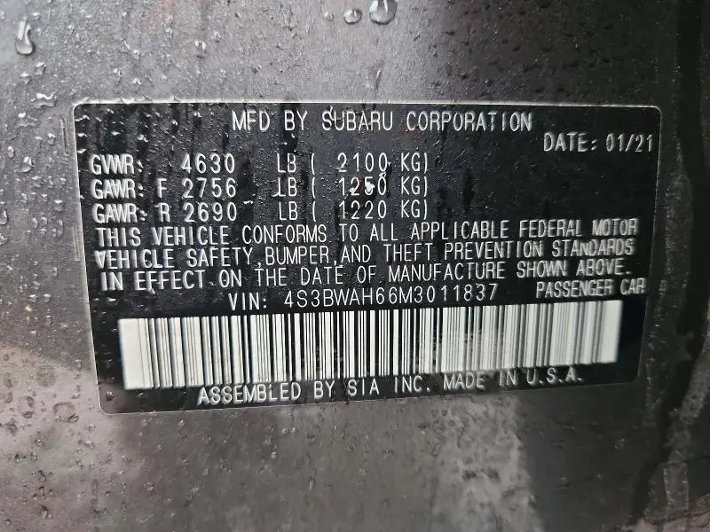 2021 SUBARU LEGACY SPORT  