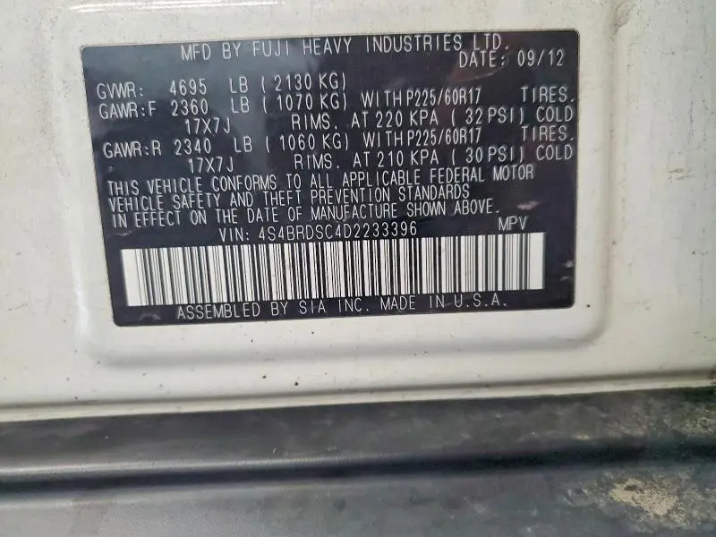 2013 SUBARU OUTBACK 3.6R LIMITED  