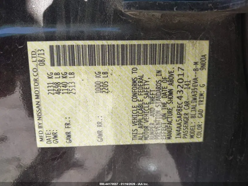 2014 NISSAN MAXIMA 3.5 SV