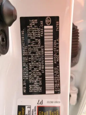 2015 TOYOTA CAMRY HYBRID  