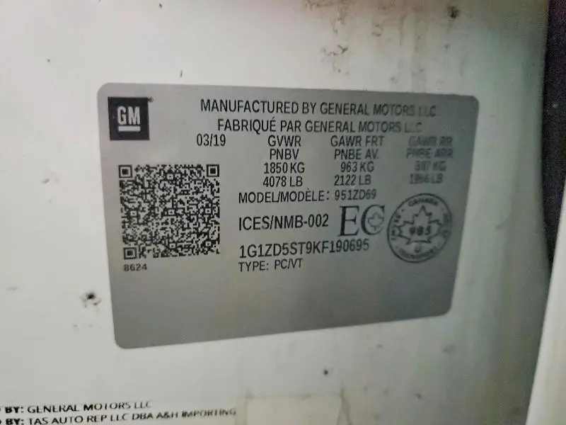 2019 CHEVROLET MALIBU LT  