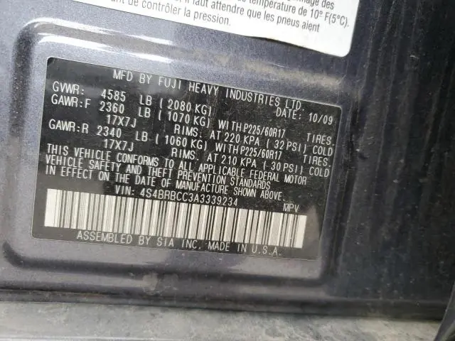 2010 SUBARU OUTBACK 2.5I PREMIUM  