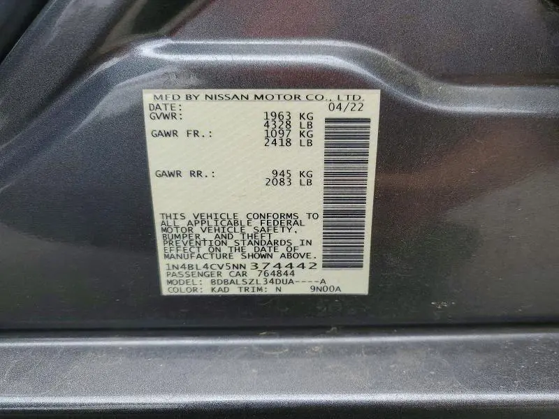 2022 NISSAN ALTIMA SR  