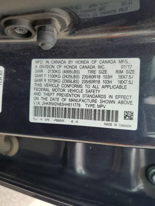 2017 HONDA CR-V EXL  