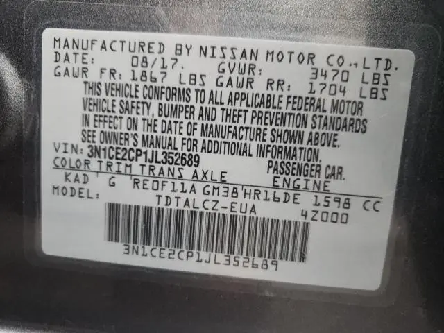 2018 NISSAN VERSA NOTE S