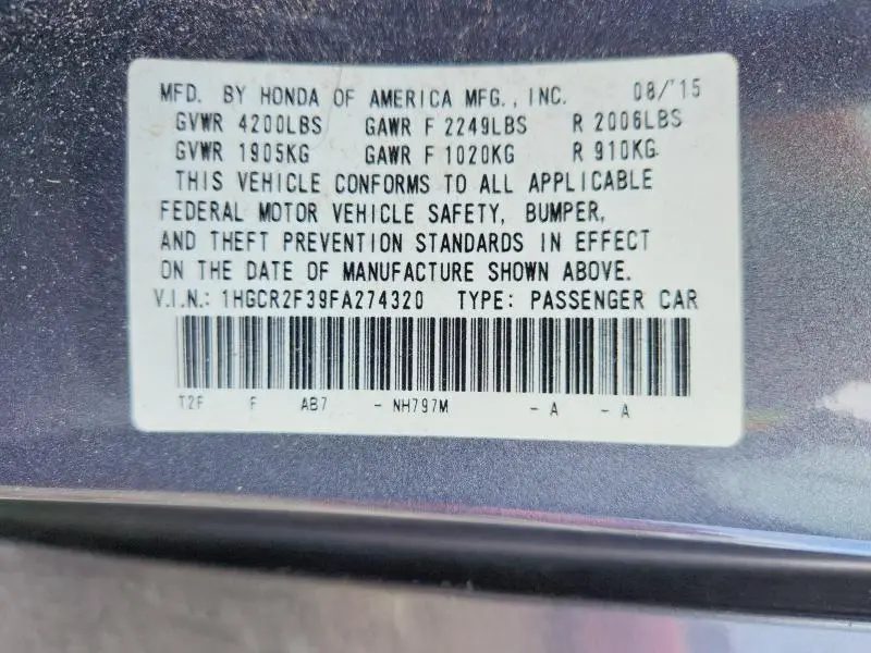 2015 HONDA ACCORD LX  