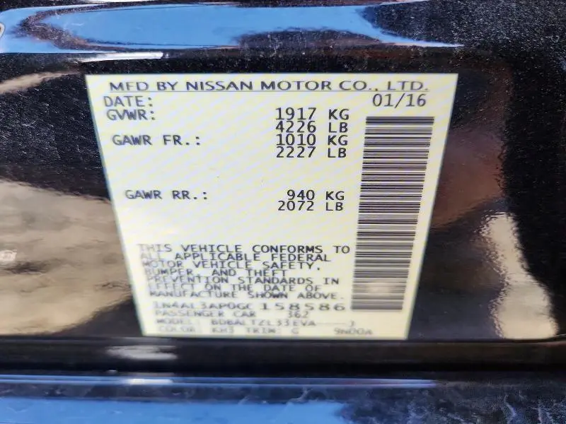 2016 NISSAN ALTIMA 2.5 SL  