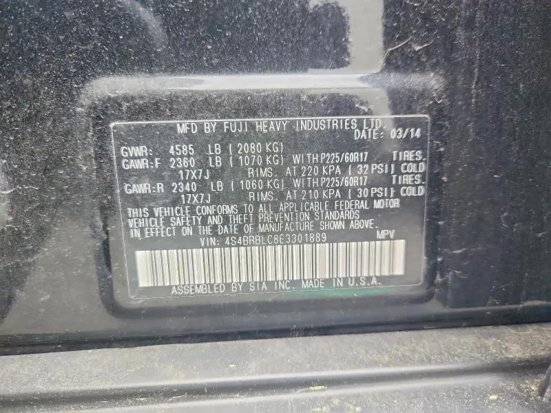 2014 SUBARU OUTBACK 2.5I LIMITED  