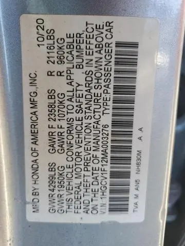 2021 HONDA ACCORD LX  