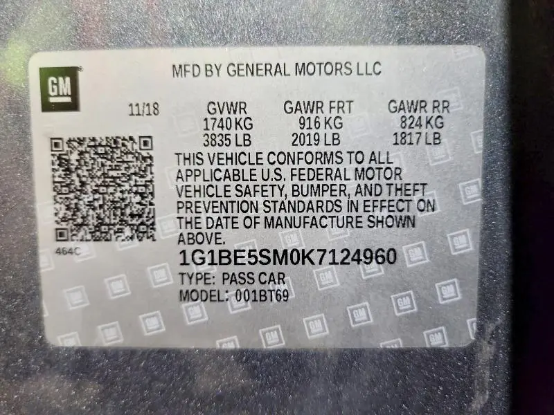 2019 CHEVROLET CRUZE LT  